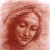 Conte drawing of womans face - reinterpretation of Italian Masters